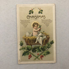 Christmas Postcard Post Card Vintage Embossed Antique Posted 1918 picture