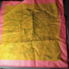 Vintage Ken Scott Table Linen Napkin Abstract Tree Green Yellow Pink picture