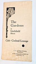 Gardens in Litchfield Illinois Vintage Menu Cafe Cocktail Lounge Routes 66 & 16 picture