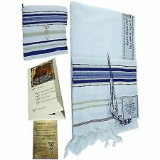 New Covenant Prayer Shawl Tallit English/Hebrew with Matching Case - Large Royal picture