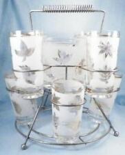 Libbey Golden Foliage Ice Bucket & 8 Tumbler Set in Caddy Mid Century Barware picture