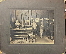 Vintage 1890s Cabinet Card Photo, Railroad Machine Shop Workers, San Francisco picture