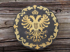 Vintage engraved coat of arms Russian ? dish Measures 3 3/4