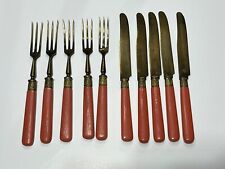 VTG Set Of 5 B Altman Forks And Knives France Vermeil With Bakelite Handle picture