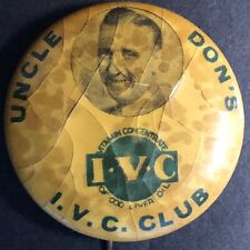 Uncle Don's I.V.C. Club Cod Liver Oil Celluloid Steel Pinback Scarce picture