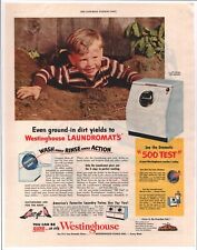 1952 Westinghouse Laundromat Print Ad Washing Machine Young Boy Playing in Dirt picture