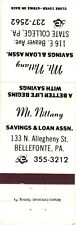 Mt. Nittany Savings & Loan Association Bellefonte, Penna Vintage Matchbook Cover picture