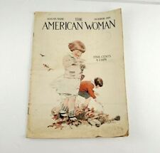 Vintage Antique The American Woman October 1919 Kids Playing In Autumn Fall picture
