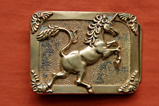 Vintage Rare Baron Solid Brass Unicorn Belt Buckle picture