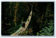 c1930's Suspension Bridge Capilano Canyon Vancouver BC Canada Postcard picture