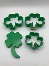 4 Vintage Hallmark St Patrick's Day Plastic Green Cookie Cutters  Shamrock picture