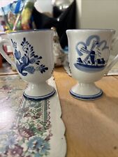 Delph windmill mugs blue and white hand-painted picture