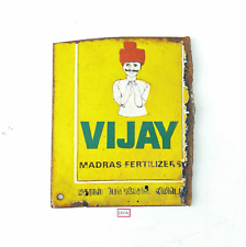 Vintage Farmer Vijay Madras Fertilizers Advertising Enamel Sign Board Old EB206 picture
