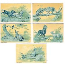c1890 Stock Victorian Trade Cards, Lot of 5 Wemple & Kronheim Series #52 Amimals picture