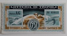 1937 Lottery By Tripoli + Ticket By L.12 + Series Ag N.41013-A704 picture