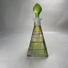 Vintage Italian Perfume Bottle With Stopper Hand Painted Stained Glass Style picture