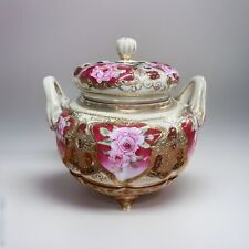 Vintage Footed Hand Painted Nippon Sugar Bowl With Lid picture
