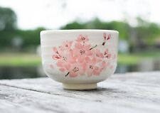White Matcha Cup with Cherry Blossoms Pattern 12 oz picture
