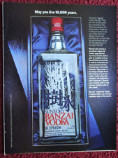 1982 SUNTORY Banzai Vodka Print Ad ~ Japan Import, May You Live 10,000 Years picture