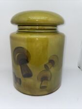 MCM Vintage 1969 Olive Green Canister With Mushrooms Los Angeles Potteries picture