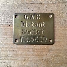 GWR BRITISH RAIL SIGN - Distant Switch No. 3650 - ORIGINAL BRASS picture