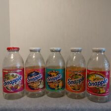 Lot of 5 Vintage Snapple Glass Drink Bottle w/ Labels 16 Oz - Great Condition picture