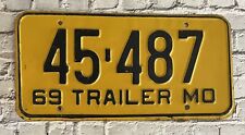 1969 Missouri Trailer License Plate # 45-487 picture