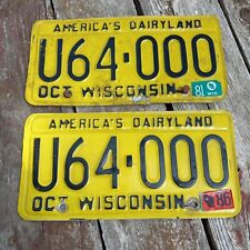 PAIR 1981 Wisconsin License Plates - 