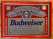 Budweiser Lager Beer Anheuser Busch Mirror Bar Sign Man Cave 26x18 Red Frame picture