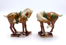 Vintage Chinese Tang Dynasty Hand Painted Ceramic War Horses: Sancai Drip Glaze picture