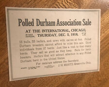 1918 Polled Durham Cattle Public Sale Poster - Chicago - Cow Advertising picture