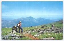 NH Mt Washington, Hiker, Gulf Side Trail, Rock Cairns, Mt Adams, Chrome Unp picture