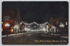 Postcard Aberdeen, South Dakota, Main Street at Night Vintage A363 picture