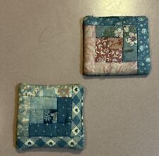 2 Handmade Pieced  Quilt Square Kitchen Refrigerator Magnet 2 1/2 X 2 1/2 Square picture