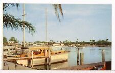 Vintage Boats at Melbourne Yacht Basin, 1950s Melbourne FL Postcard picture