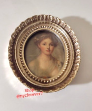 Portrait of Young Lady Oval Gold Gilt Roberta Wood Italy Vintage Miniature picture