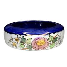 Maling Peony Rose Trinket Dish Small Bowl Blue Wave Pattern Flowers Lusterware  picture
