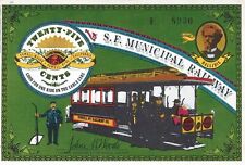 VINTAGE CONTINENTAL SIZE POSTCARD S. F MUNICIPAL RAILWAY 25c COUPON FOR ONE RIDE picture