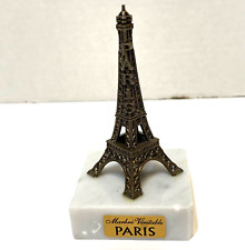 Vintage Eiffel Tower Metal on Marble Base Souvenir Paperweight Figurine France picture