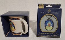 Queen Elizabeth Diamond Jubilee Mug 1952-2012 With Commemorative Key Fob Boxed picture