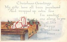 Christmas Greetings c1910 Postcard Gifts Presents on Table picture