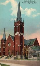 Postcard CO Colorado Springs Catholic Church Posted 1912 Vintage PC K106 picture