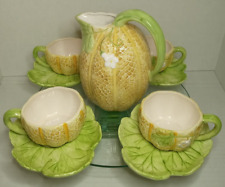 Japanese Tea Set Mann 9 Piece Melon Theme Ceramic Porcelain Made in Japan picture