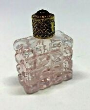 Vintage Pink Crystal/Cut Glass Design Perfume Bottle with Gold Ruby Stopper picture