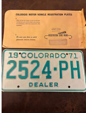 Vintage 1971 Colorado DEALER License Plate. Mint # 2524 PH Arapahoe County MINT picture