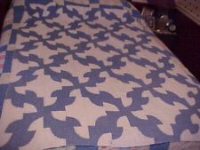 Vintage  DRUNKARDs PATH QUILT in BLUE WHITE, AS IS picture