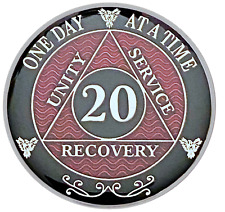 AA 20 Year Coin, Silver Color Plated Medallion, Alcoholics Anonymous Coin picture