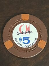 Caribe Hilton San Juan Puerto Rico Casino Chip Token $5 picture