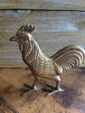 Vintage Brass Rooster Figurine Statue Solid Brass Chicken Collectible India picture
