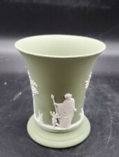 Wedgwood Sage Green Jasperware Sacrifice Pattern Small Trumpet Vase 3.75